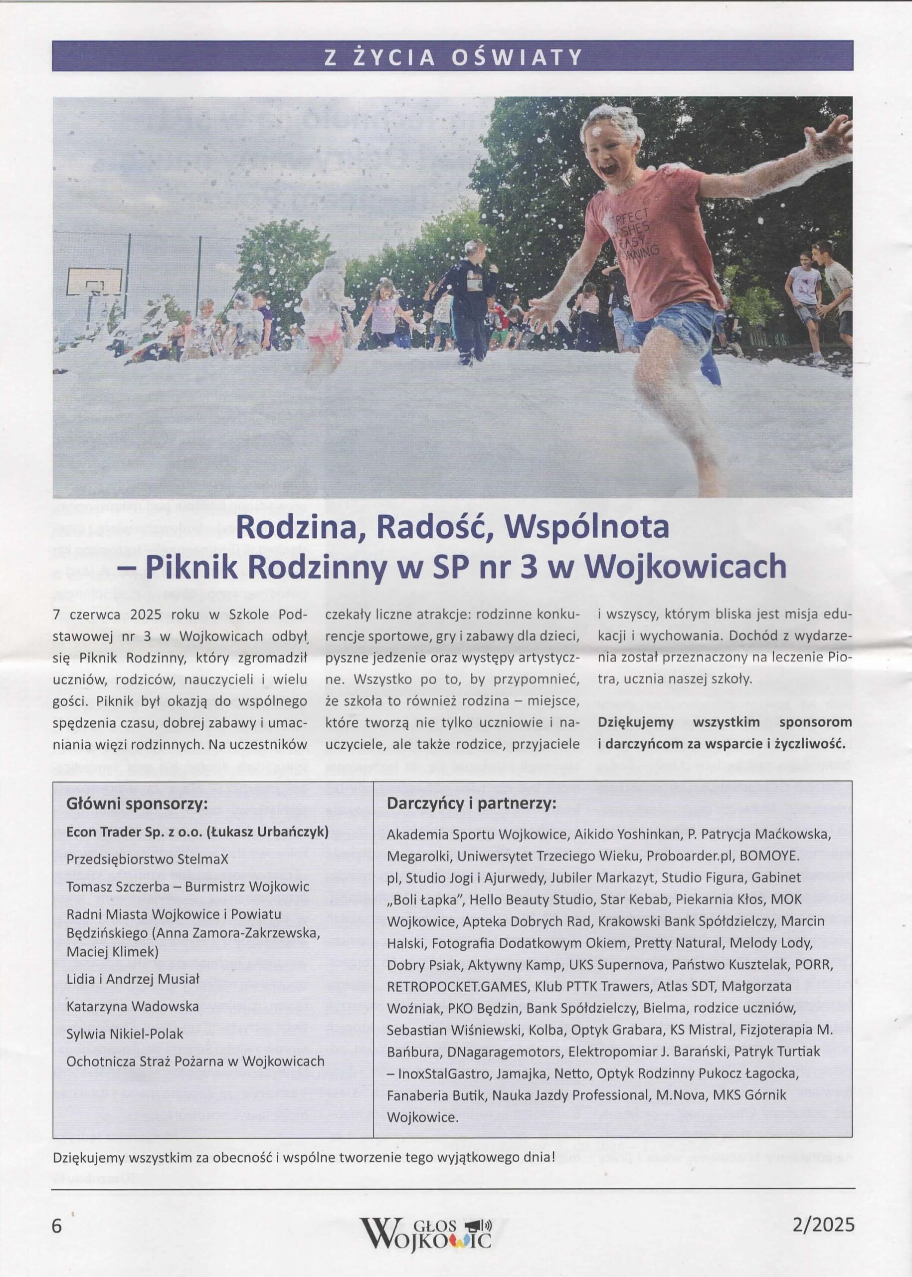 Publikacja prasowa z podziękowaniem dla Aleksandry Sobieszek z Fotografia Dodatkowym Okiem w gazecie Głos Wojkowic